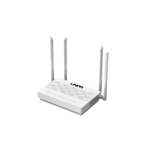 Novo roteador Wi-Fi 6 da Seven7, branco com quatro antenas